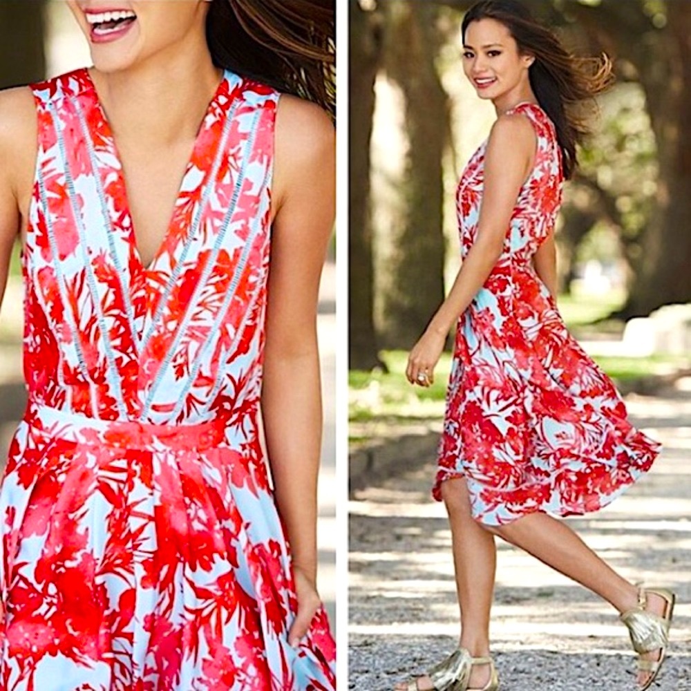 Banana Republic bold floral mid length dress